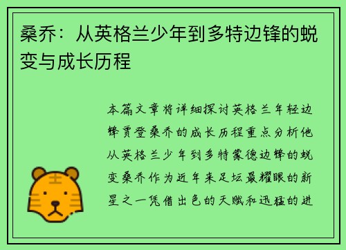 桑乔:从英格兰少年到多特边锋的蜕变与成长历程 桑乔:从英格兰少年到多特边锋的蜕变与成长历程